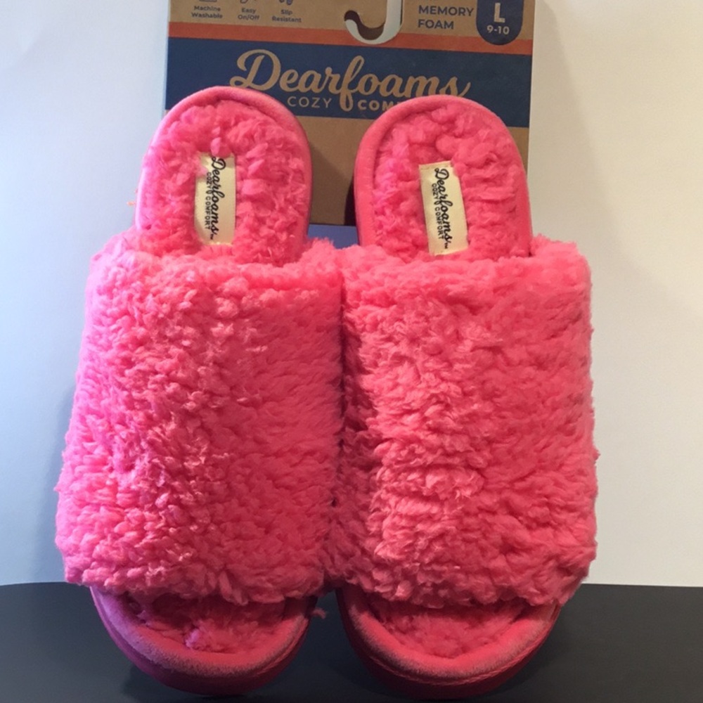 NWT Dearfoams Women’s Pink Slide Slippers L-9/10 - Picture 3 of 9